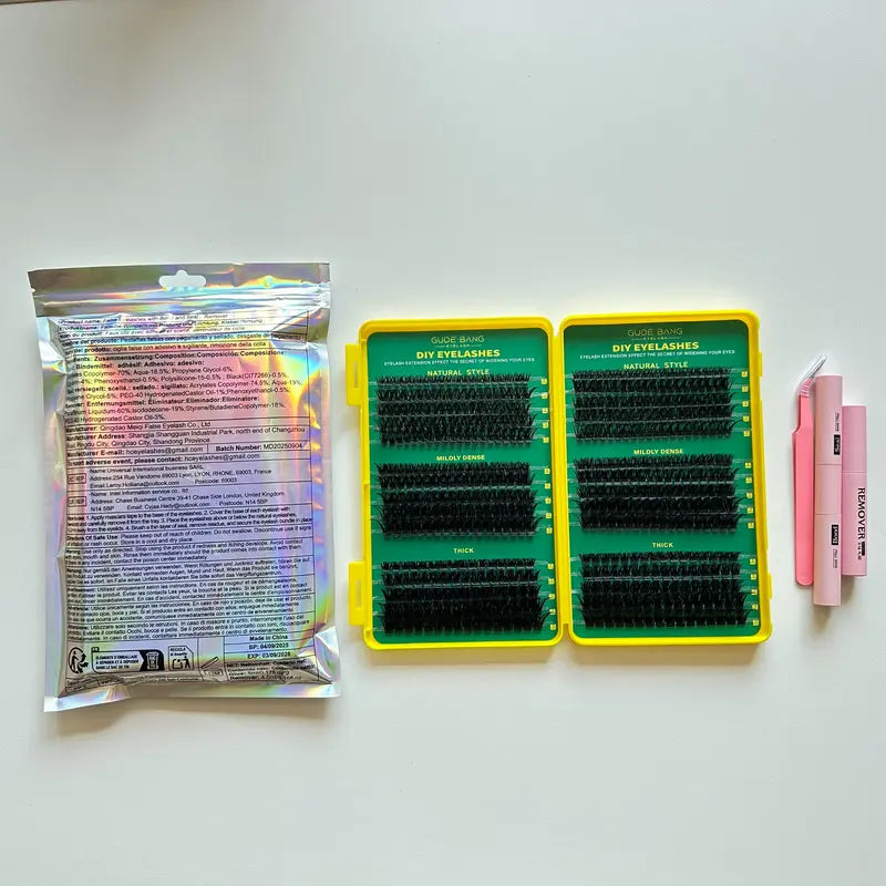 Lash Extension Kit Eyelash Extensions, D Curl Mixed 8-16mm, 60D+80D+100D, Home Use, Beginner Friendly Eyelashes