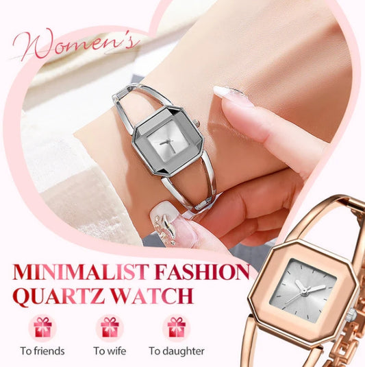 Minimalist watch with square dial and quartz movement