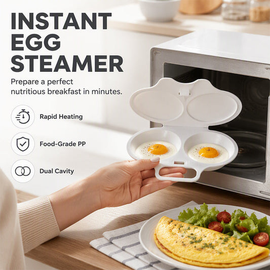 Microwave Egg Poacher Dual‑cavity, non‑stick & easy clean. Healthier than frying – stock up & save! 🏠✅
