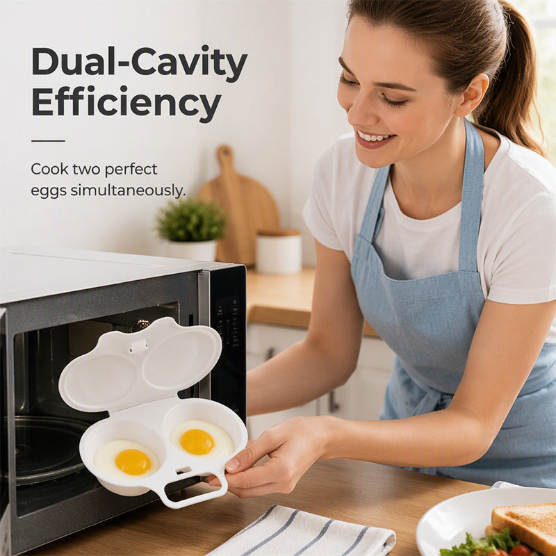 Microwave Egg Poacher Dual‑cavity, non‑stick & easy clean. Healthier than frying – stock up & save! 🏠✅
