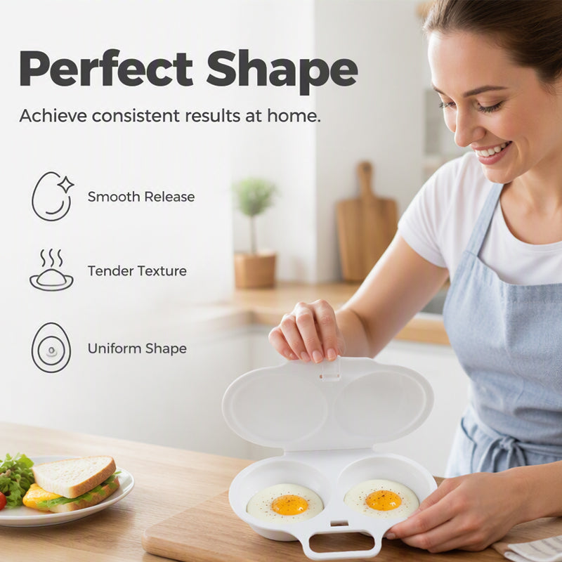 Microwave Egg Poacher Dual‑cavity, non‑stick & easy clean. Healthier than frying – stock up & save! 🏠✅