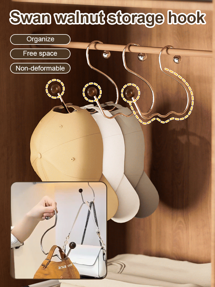 Little Swan Walnut Bag Hat Storage Hook