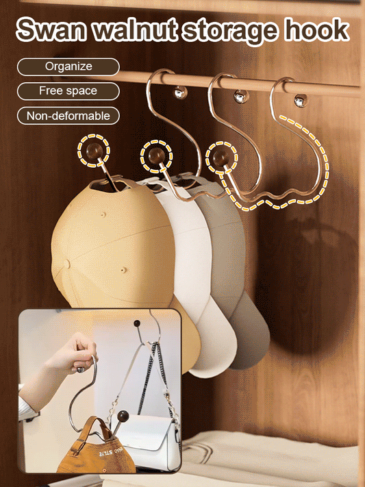 Little Swan Walnut Bag Hat Storage Hook