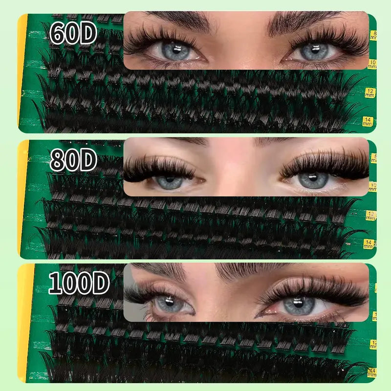 Lash Extension Kit Eyelash Extensions, D Curl Mixed 8-16mm, 60D+80D+100D, Home Use, Beginner Friendly Eyelashes