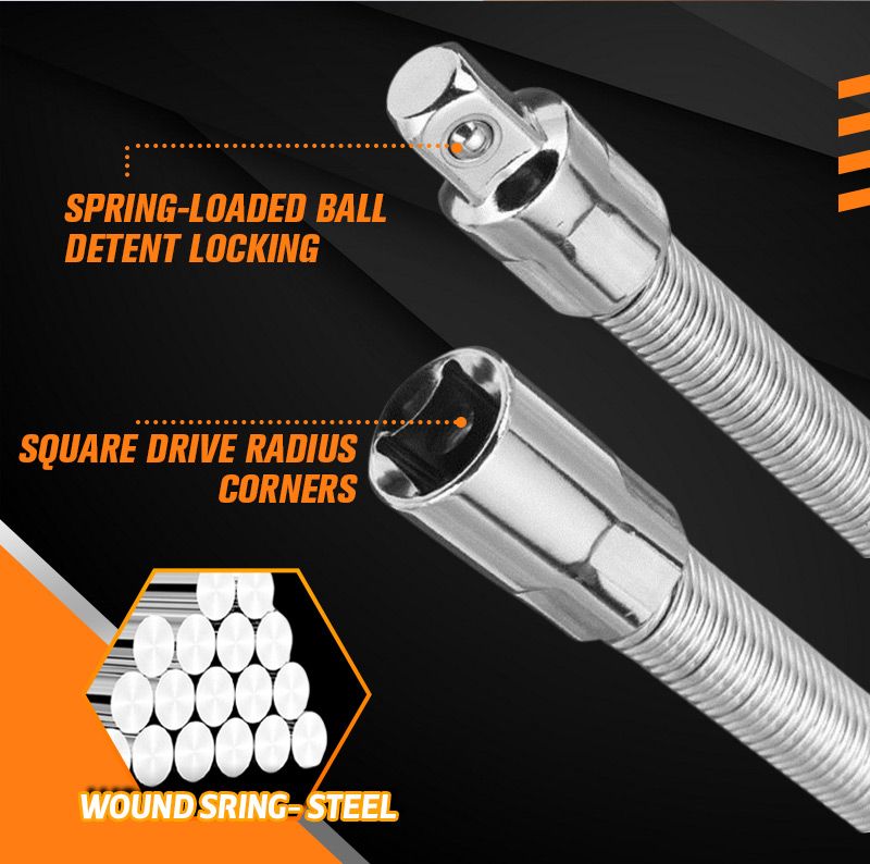 Flexible Socket Extension Bar for Ratchets & Power Tools – Reach Tight Spaces