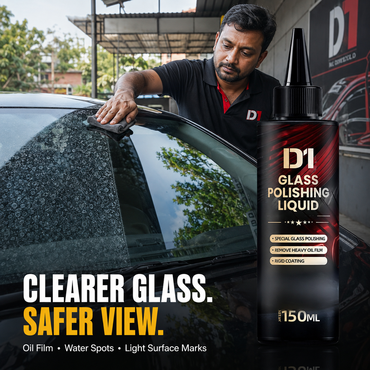 Windshield oil film and water spot remover glass polishing liquid
