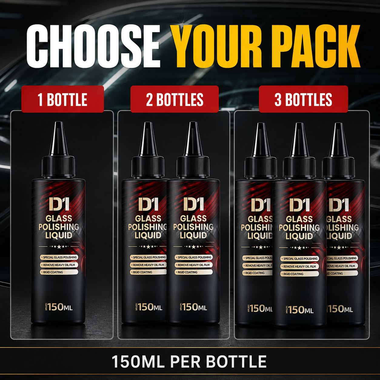 One two and three bottle pack options