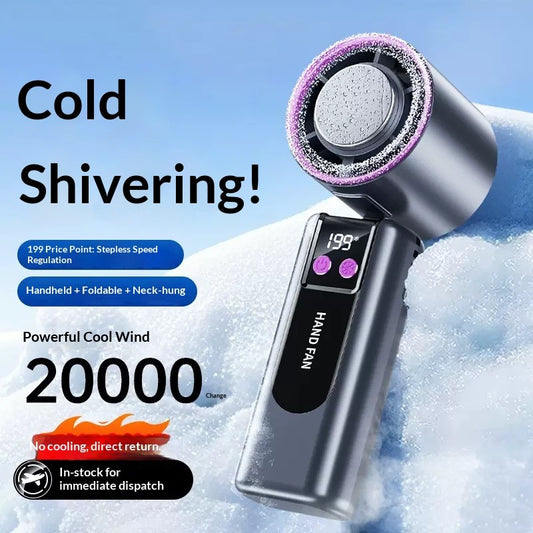 2026 New Ice Compress High-Speed Fan with Semiconductor Cooling Handheld Rechargeable and Foldable