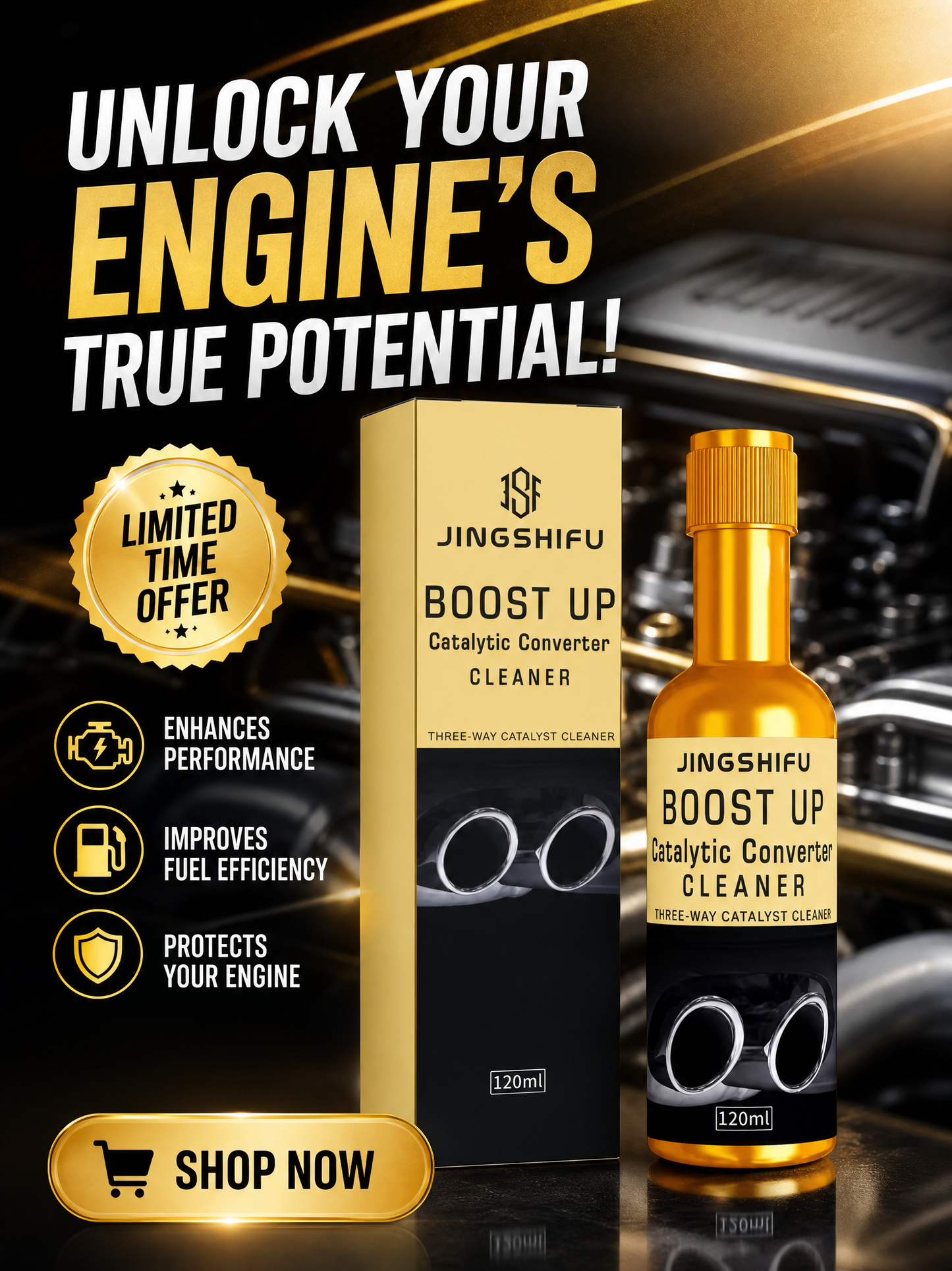 New Arrival🔥 BOOST UP 3-Way Catalytic Converter Cleaner (120ml) – High-Performance Fuel System Treatment for Power Restoration, Fuel Savings & Emission Reduction